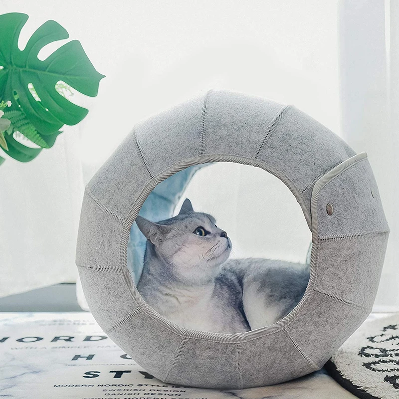 2021 New Designs Foldable Felt Cat Caves Felt Cat Toys Indoor Cat Tunnel Tube