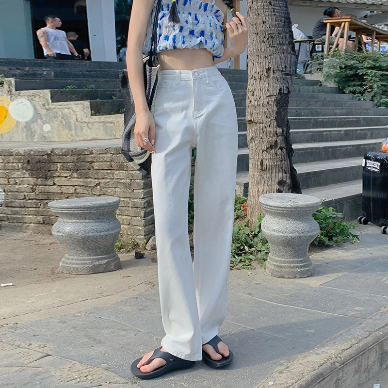 New Women Loose High waist sexy Straight Jeans Wide leg pants Comfortable Stylish Female Casual Denim Trousers