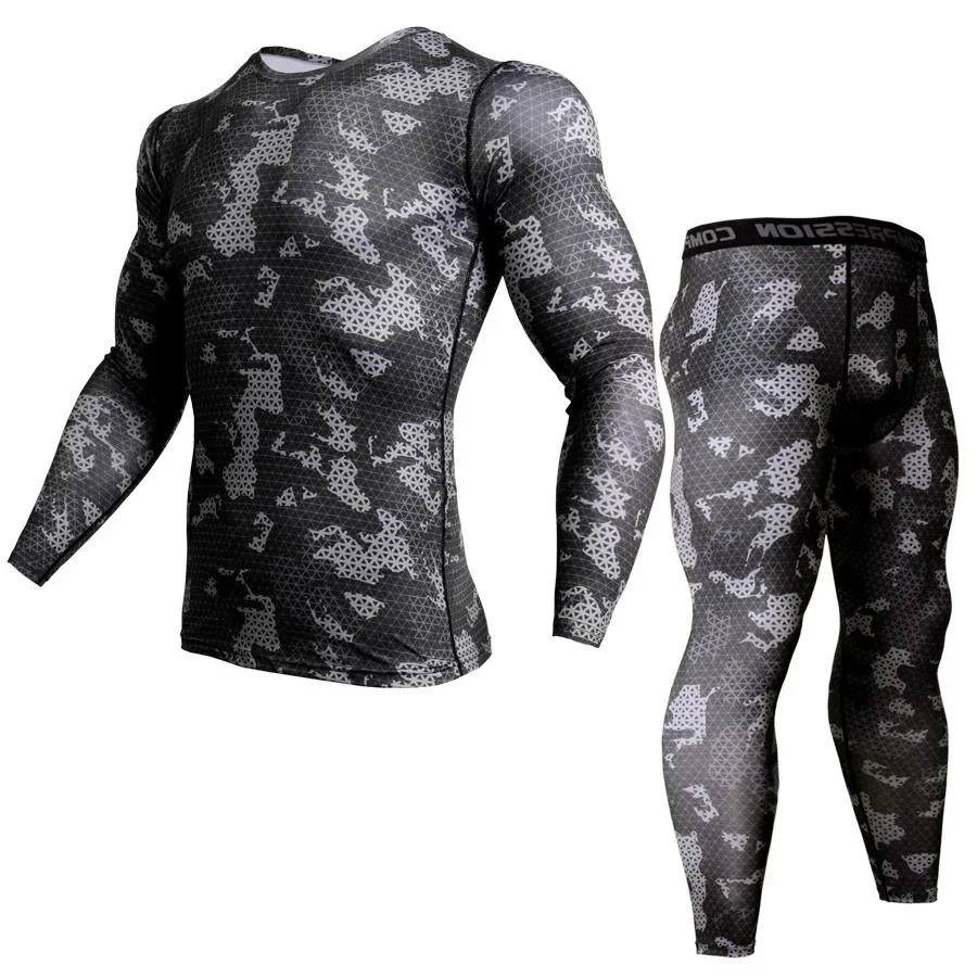 
thermal underwear rash guard kit MMA Compression Apparel leggings men unionsuit Bodybuilding T-Shirt camouflage tracksuit men 