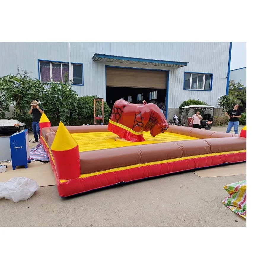 High Quality Customized Amusement Park Ride Inflatable Bullfighting Machine with Rodeo Bull and Inflatable Mattress