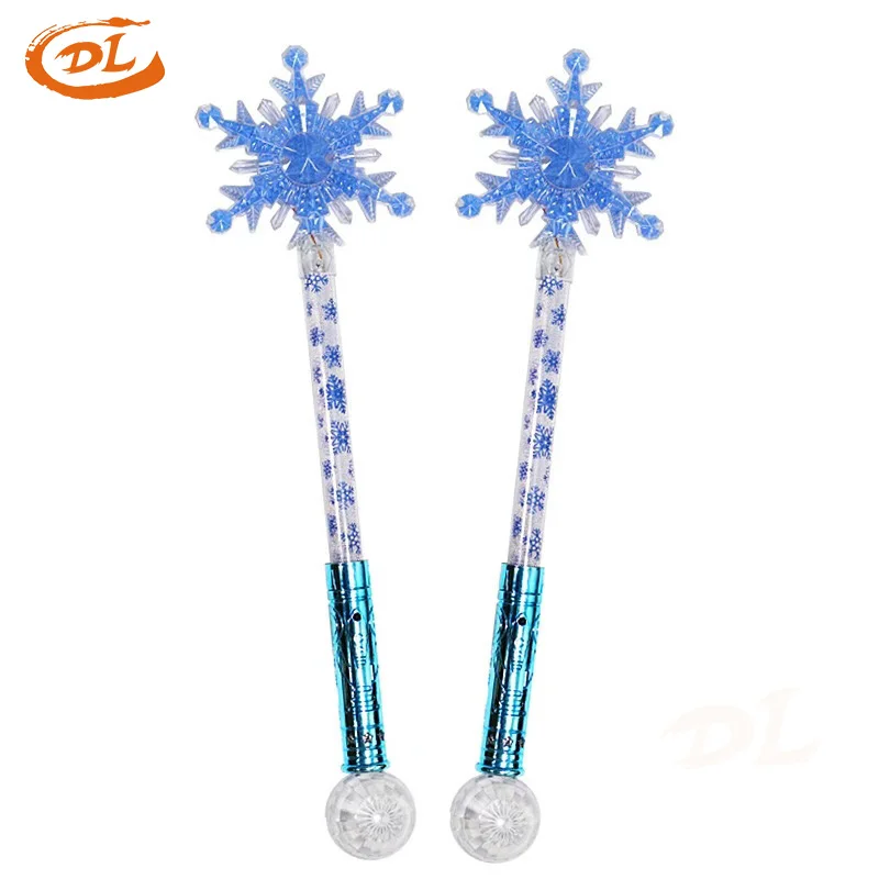 DLWY Christmas LED Toys Snowflake Stick Light Up Snow Magic LED Wand Led Flashing Light Stick