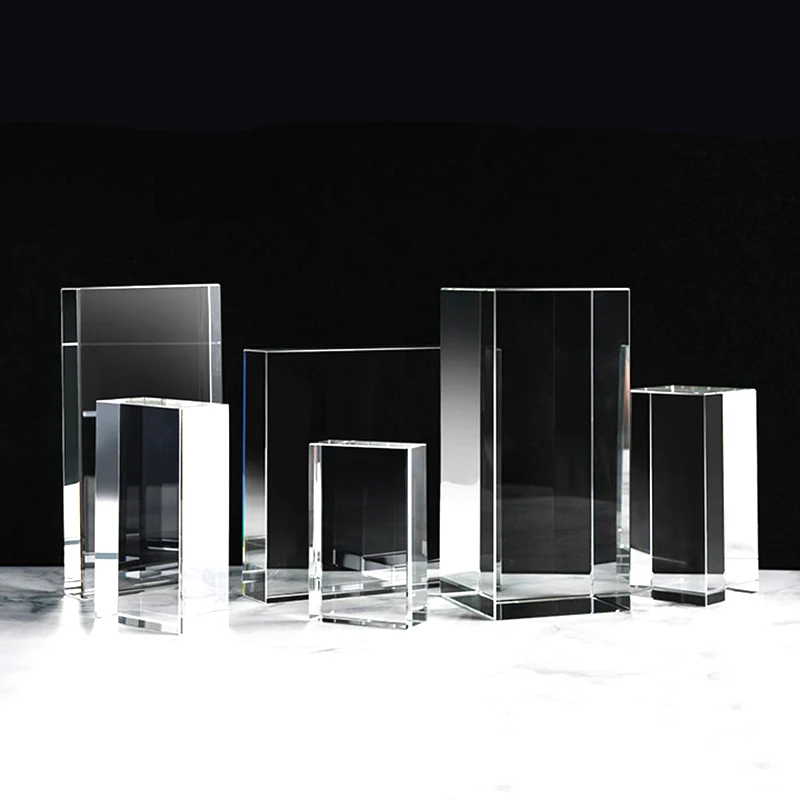 Memorial 3d k9 crystal paper weight optical transparent crystal cube photography props decoration