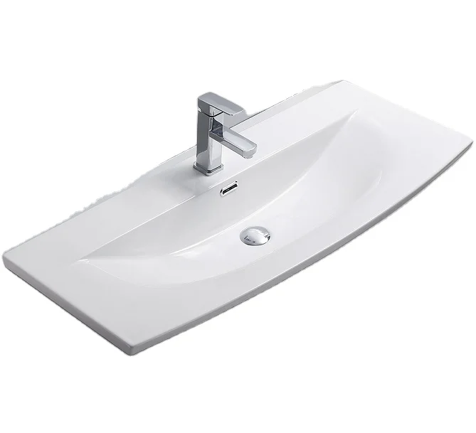 
PATE new ceramic bathroom vanity arc shape sink manufacturer Vitreous China washroom ceramic hand wash basin 