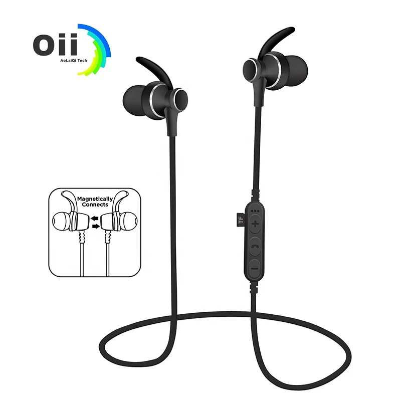 Magnetic Metal Wireless Sports Earphones MS-T4 Support TF Card Earphones Microphone Bluetooth Headset