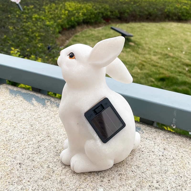 Wholesale Unique Easter Decor solar rabbit garden decor resin rabbit Sculpture Ornament for Patio Balcony and Yard Decor