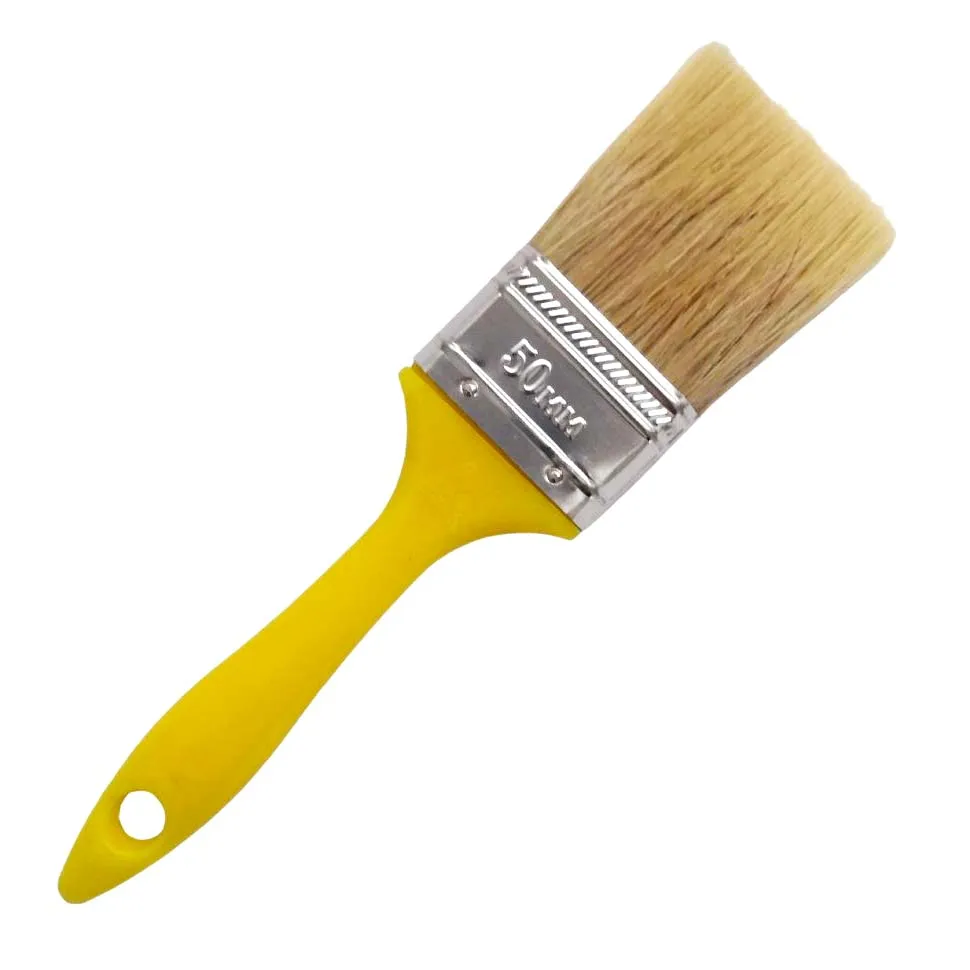 European style 50mm PET polyester bristle Solid yellow handle plastic paint brush