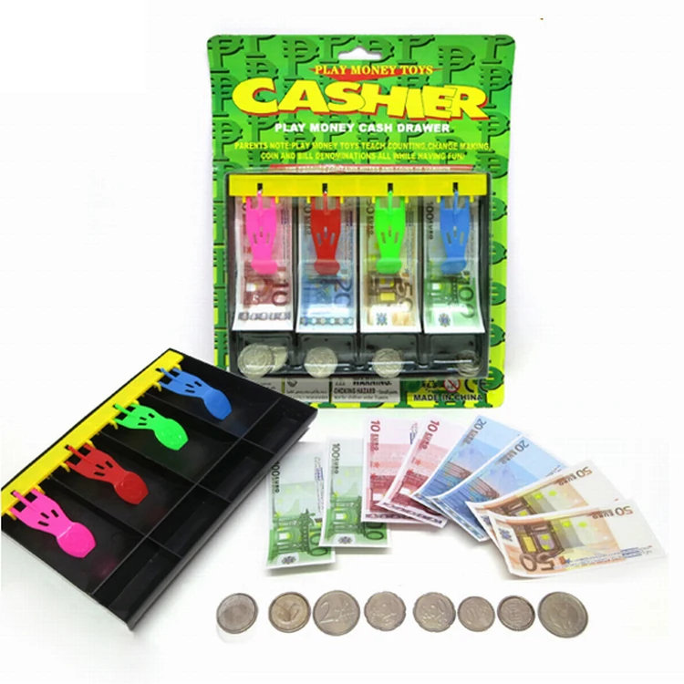 Play money toys cashier ,Supermarket Game cash drawer,Euro coins children funny games toys gambling toys