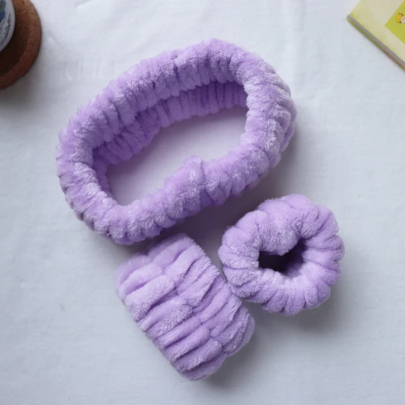 Hot Sale Adjustable Elastic Wristband Spa Headband Facial Wash Hair Band Set