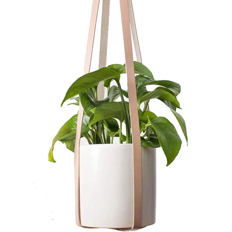 Genuine Leather Plant Hanger Modern Hanging Planter Propagator Kits Plant Wall Hand Carved Europe POTS Flower/green