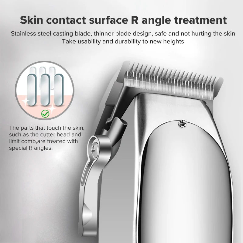 Factory Wholesale All Metal Beard Portable Cordless Rechargeable Grooming Kit Custom Professional Barber Electric Hair Clipper