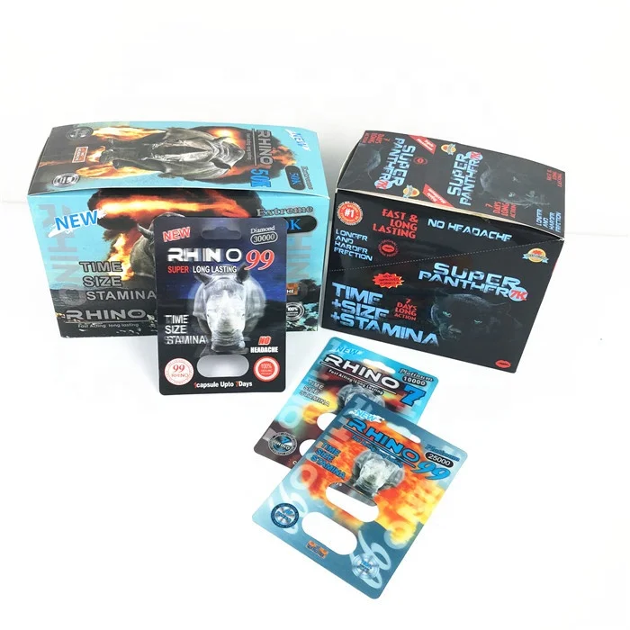Cheap price Rhino 69 500K/ Big Rhino 100000 empty capsules packaging plastic blister 3d cards with single hole