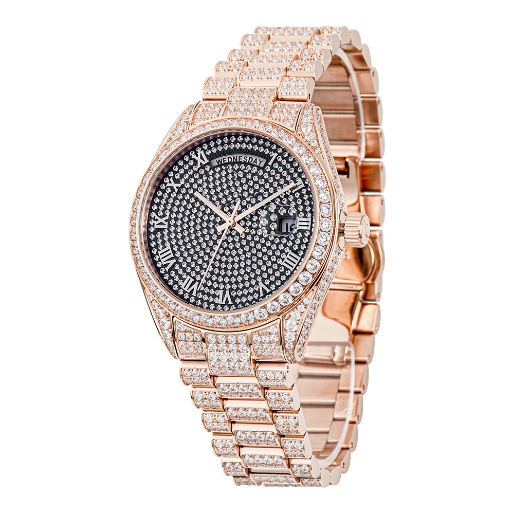 Solar Movement Dial Design Lady Decoration Chrono Luxury Gold Jewelry Jelly Diamond Alloy Watch