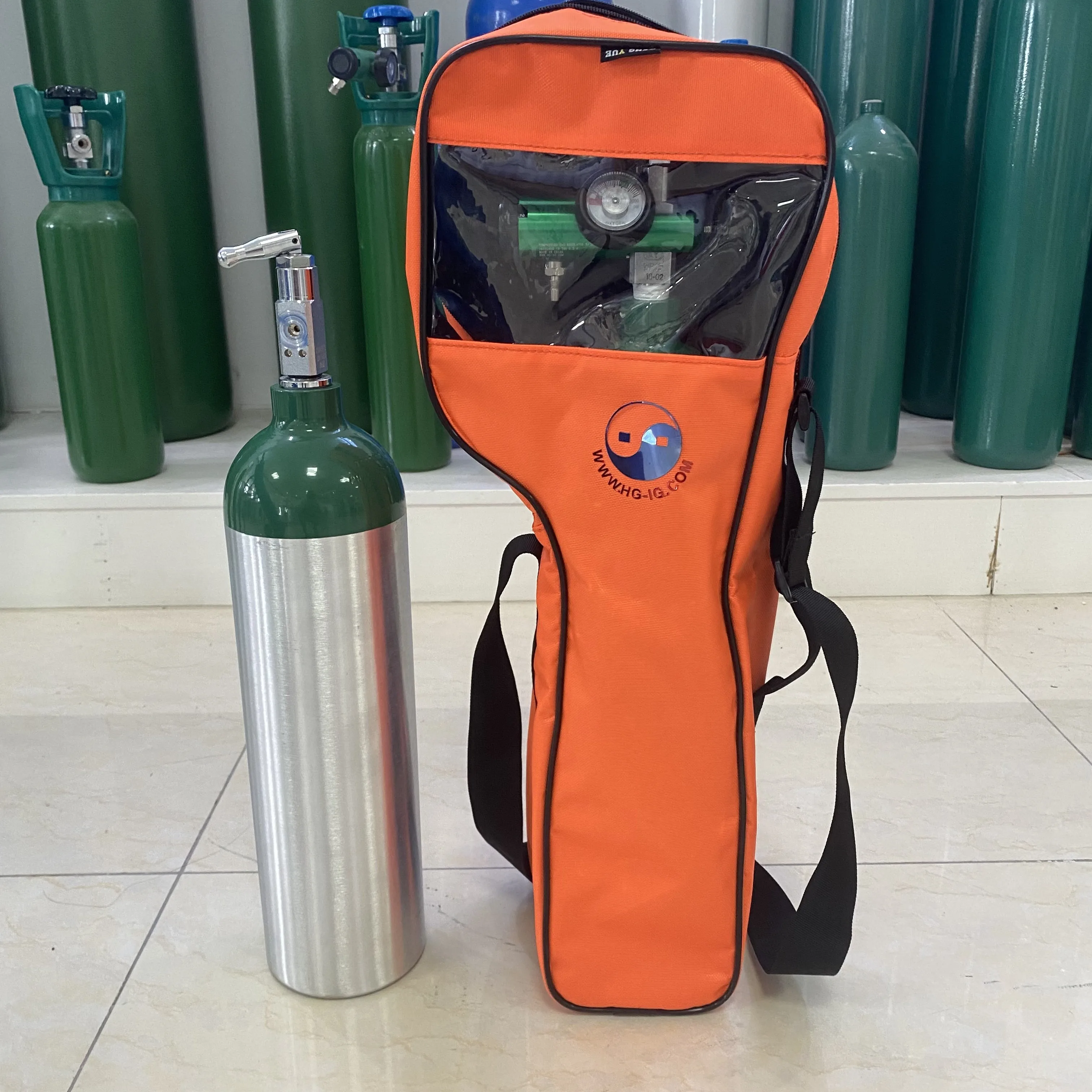 HG-IG портативный медицинский кислородный баллон 2.5L/3.4L пустой с сумкой алюминиевый ISO7866