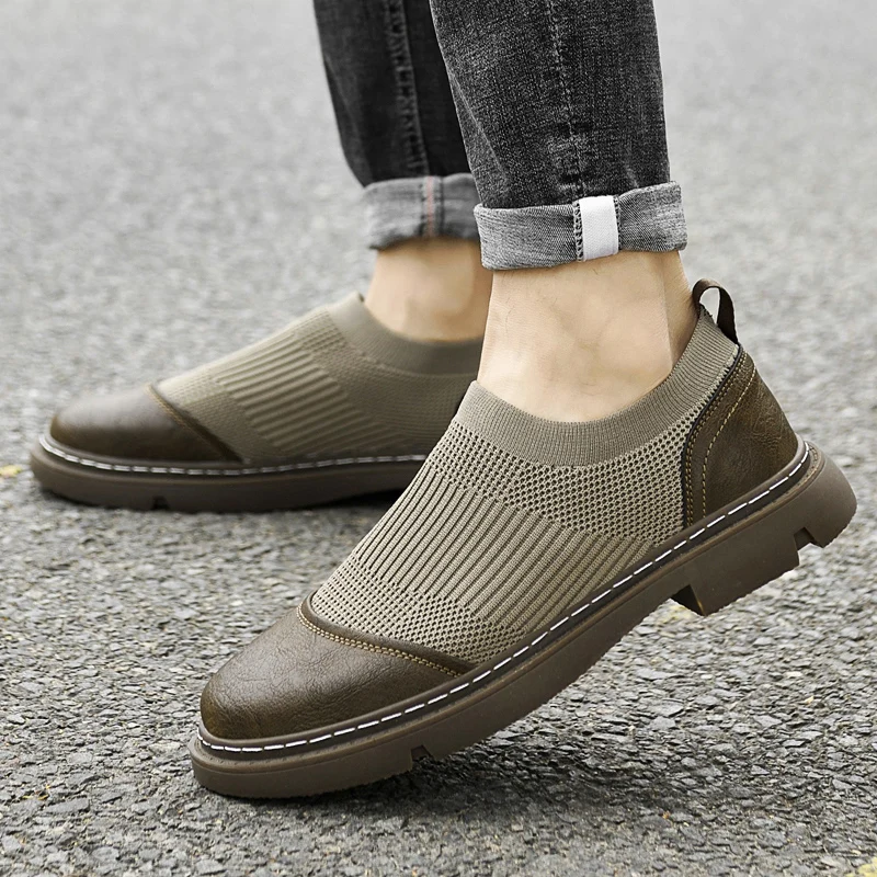 casual new fashion genuine cow leather slip on dress shoes size 38-44 for men