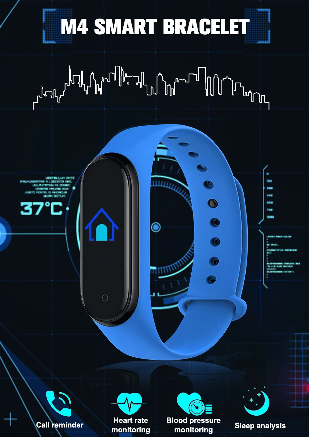 IP67 водонепроницаемый спортивный фитнес-трекер Браслет Смарт-часы M4