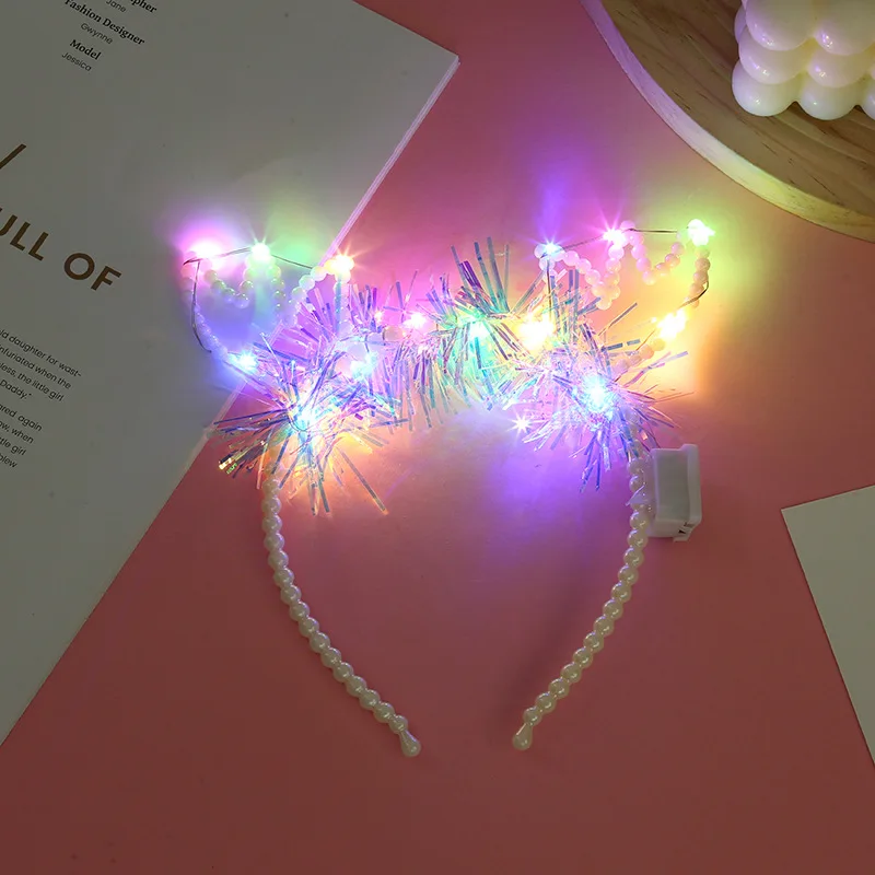 Glow Cat Bunny Ear Horn Hairband Gift Light Flower Garland Headband Party Led Birthday Wedding Costume Halloween