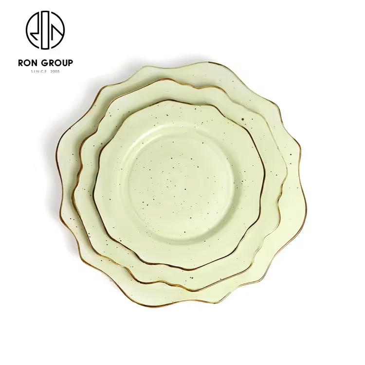 high end western Europe mexican unbreakable flower shape dish porcelain hotel plate sets color glaze ceramic dinner plates