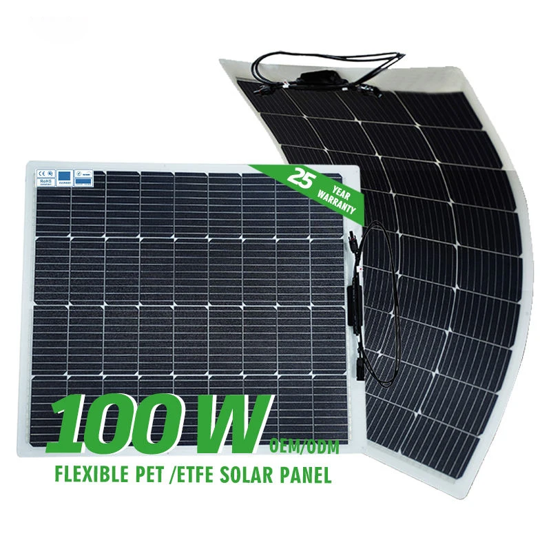 Extra Strength Light Weight Etfe Semi Flexible Sticker Solar Panels 100w 100watt For Balcony Battery Camping