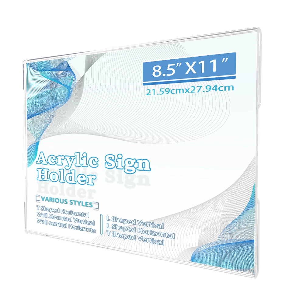 (6pack)8.5*11 inches Clear Sign Holder Double-Side Meun Ad Frame Ticket Frame Holders With 3M Tapes For Cafes,Restaurant