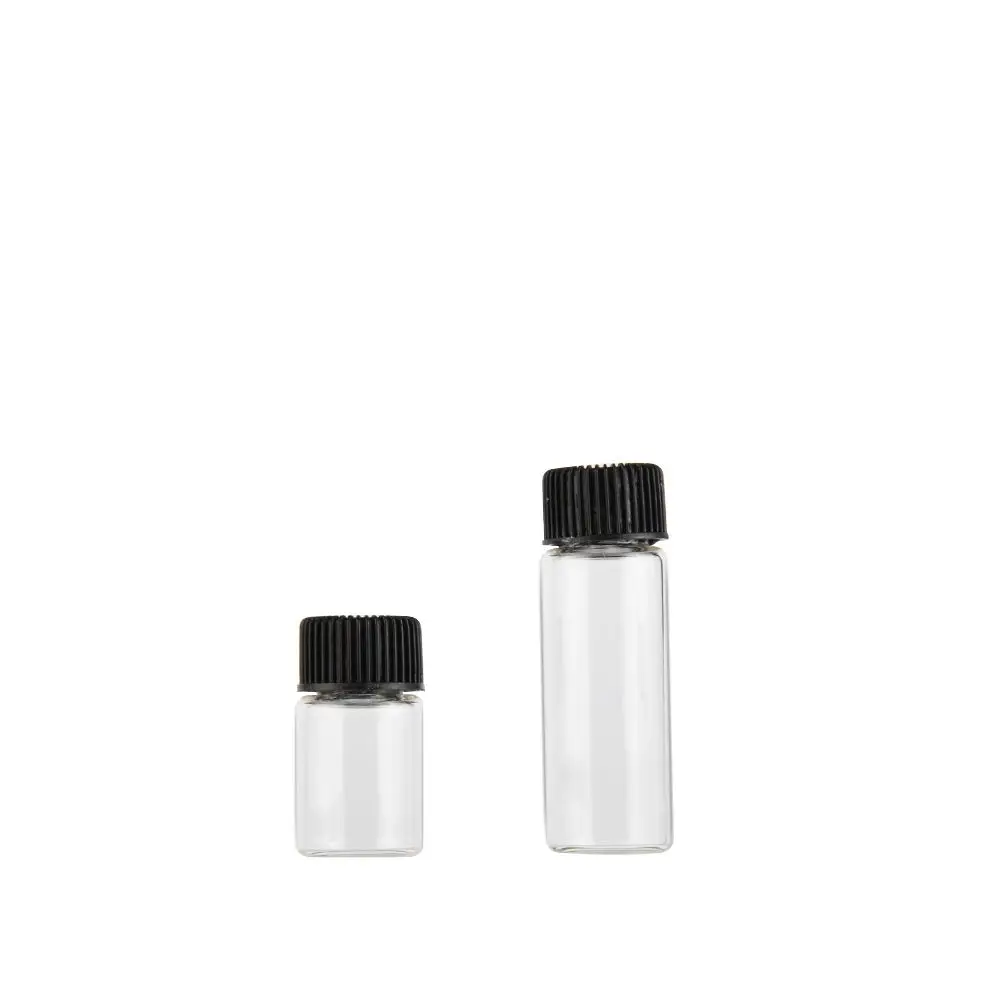 wholesale and customized  small 10ml  samples glass vials bottle with plastic screw cap