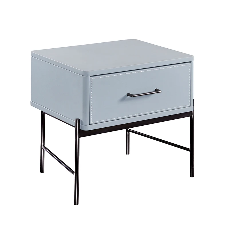 Luxury Modern Bedroom Furniture Wood Frame Leather Night Stand Bed Side Table For Hotel Home