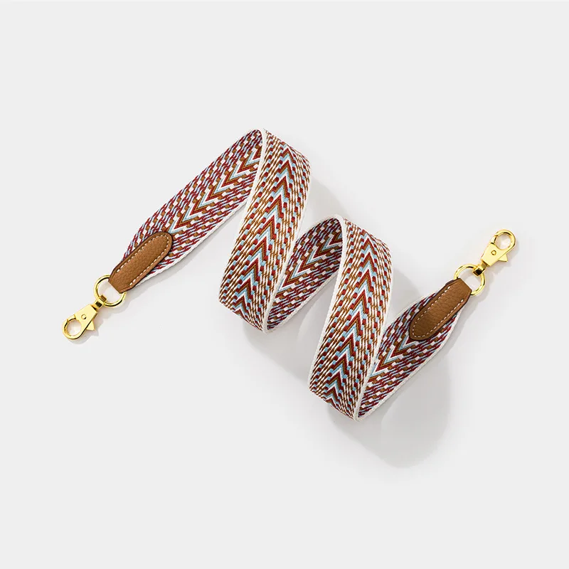 2022 Fashion 3.8 cm Width Contrasting Colors Webbing Leather Ends Cross Body Branded Bag Detachable Shoulder Straps for Purse