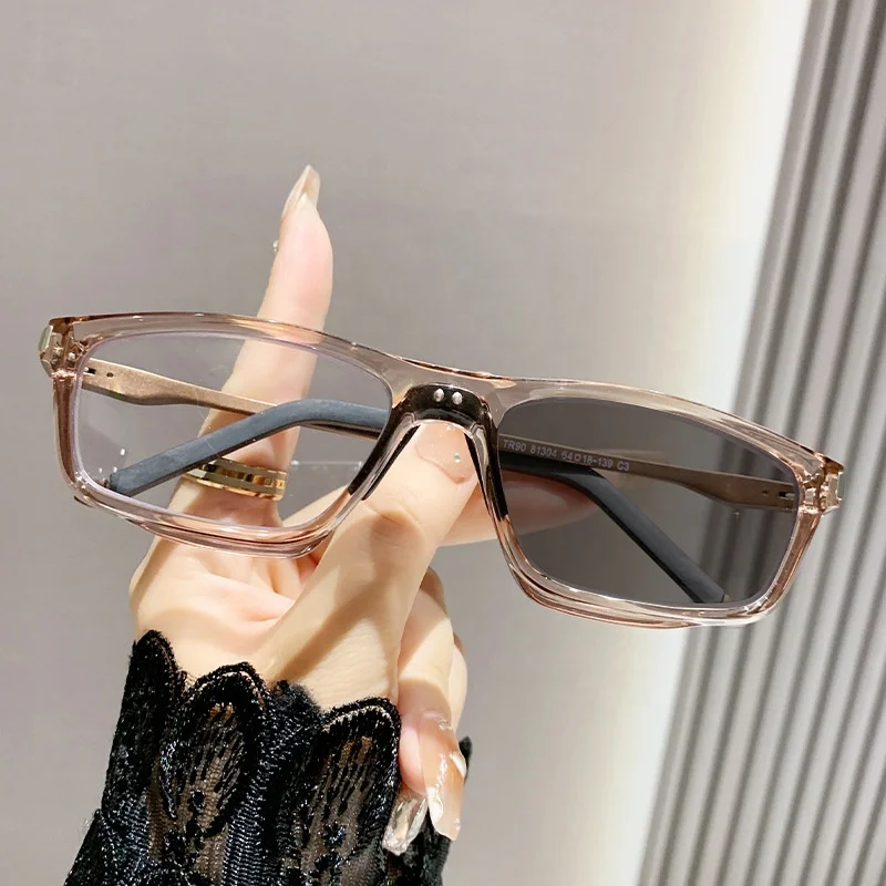 high end irregular rectangle deep blue alloy tr90 cycling sport lunettes photo grey anti slip nose pad men transition glasses