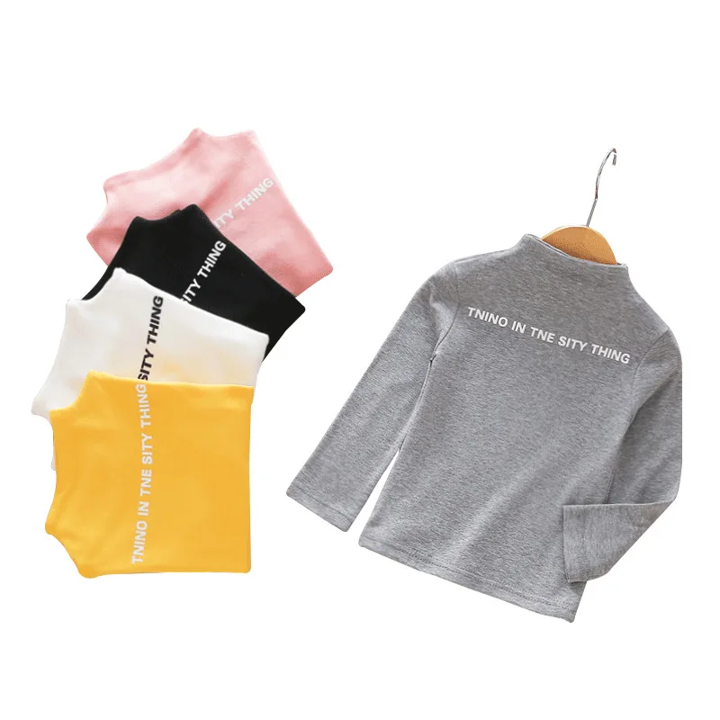 
Wholesale Kids Clothing Girl Children Long Sleeved T-Shirt,Kids Long Half-high collar Shirt 