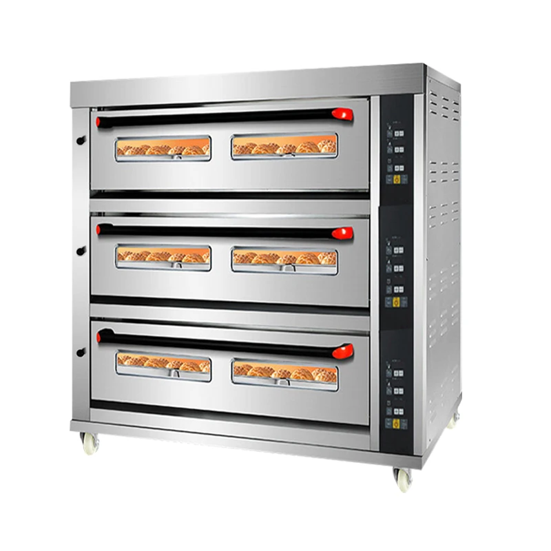 Guangdong 3 Deck 9 Tray Industrial Baking Machine Commercial Oven Bakery Equipment Electric Deck Oven Gas Bread Oven