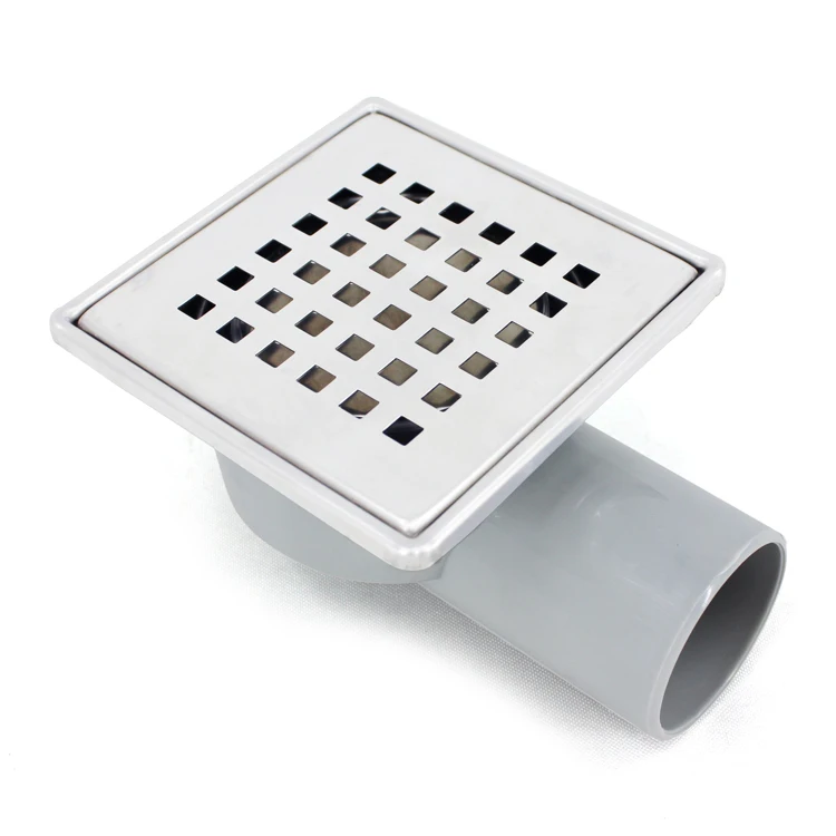 Plastic point drain with square shape and square holes pattern high quality SS304 or SS201 available with dry and wet siphon