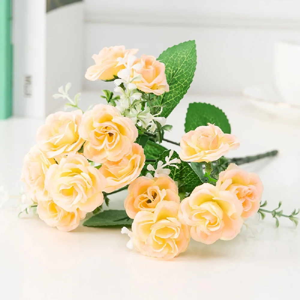 Wholesale artificial roses decoration artificial flower small bouquets home party wedding rose bouquets