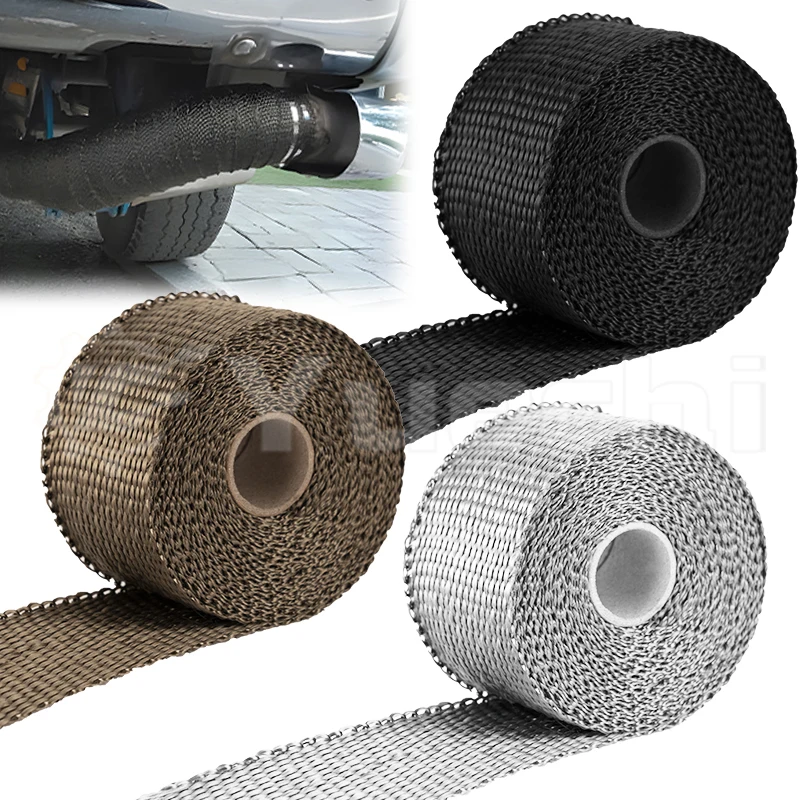 5M Motorcycle Car Exhaust Thermal Tape Header Heat Wrap Manifold Insulation Roll Resistant Car Exterior Accessories