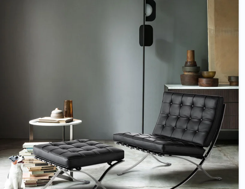 Mid-century Foldable lounge chair with ottoman