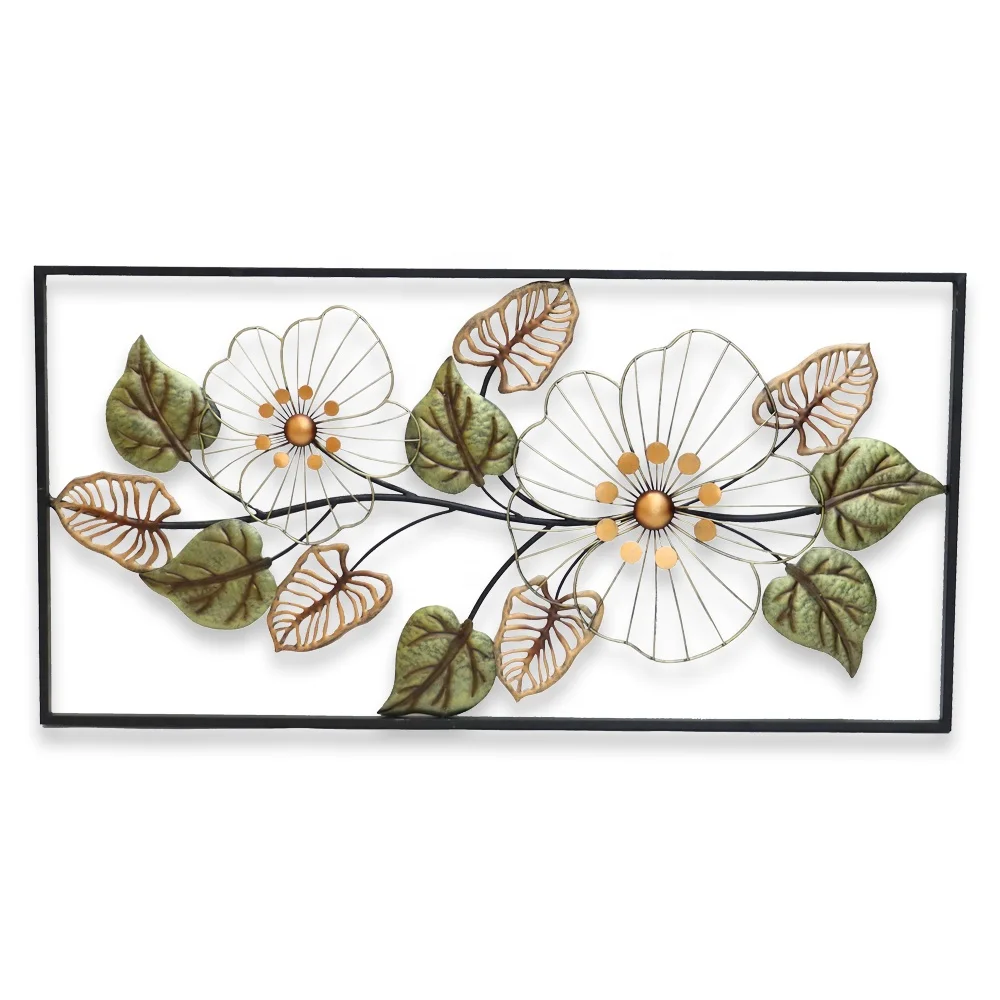 Lotus Flower Metal Wall Art Frame Wall Decoration Art Metal Clock Decor for Home