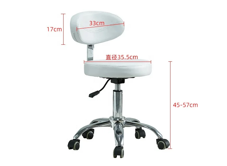 Height Adjustable Leather Easy to Clean Swivel Gas Lift Manicure Hair Salon Chair with wheel-Adjustable