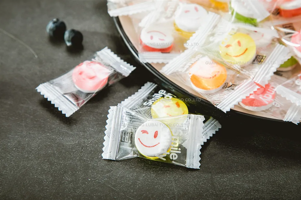 OEM Hot Sale 2 in 1 Sweet Smile Face design pressed Hard Candy