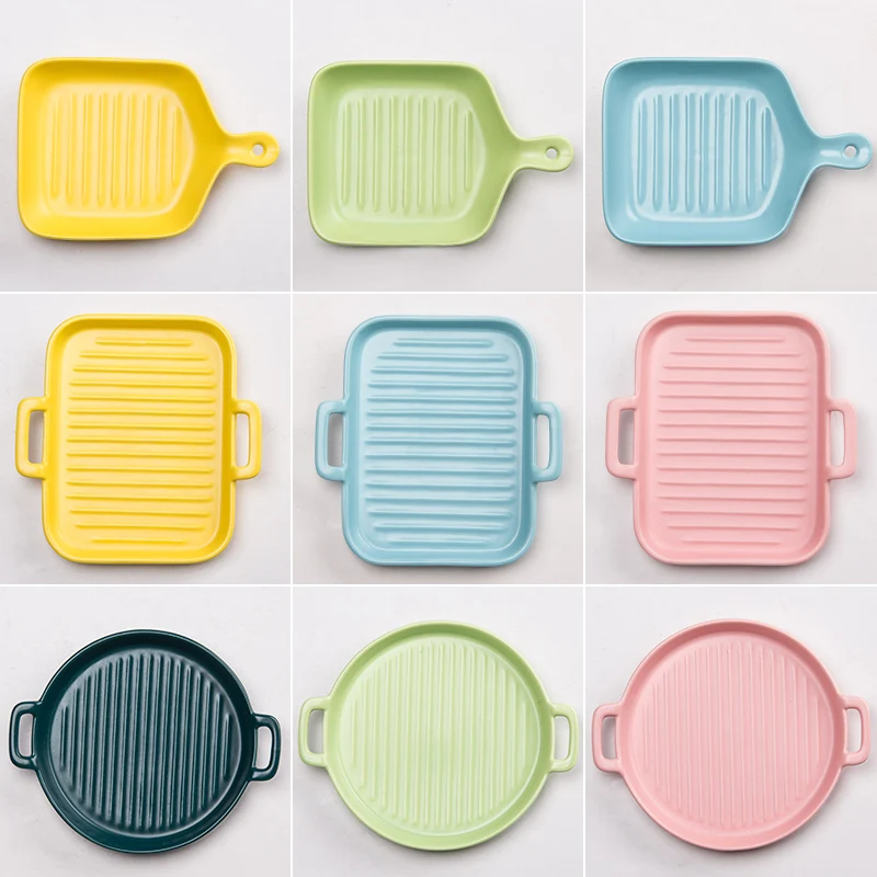 
Colorful Ceramic Baking Dish Ceramic Bakeware Microwave Bake Tray Baking Set Kitchenware With Handles 