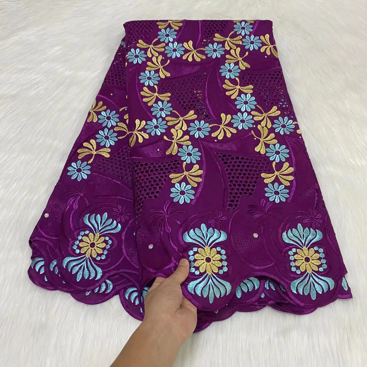 2022 High Quality Tissu Brode 100% Cotton fabric embroidery Shadda Brocade Nigeira Style Broderie