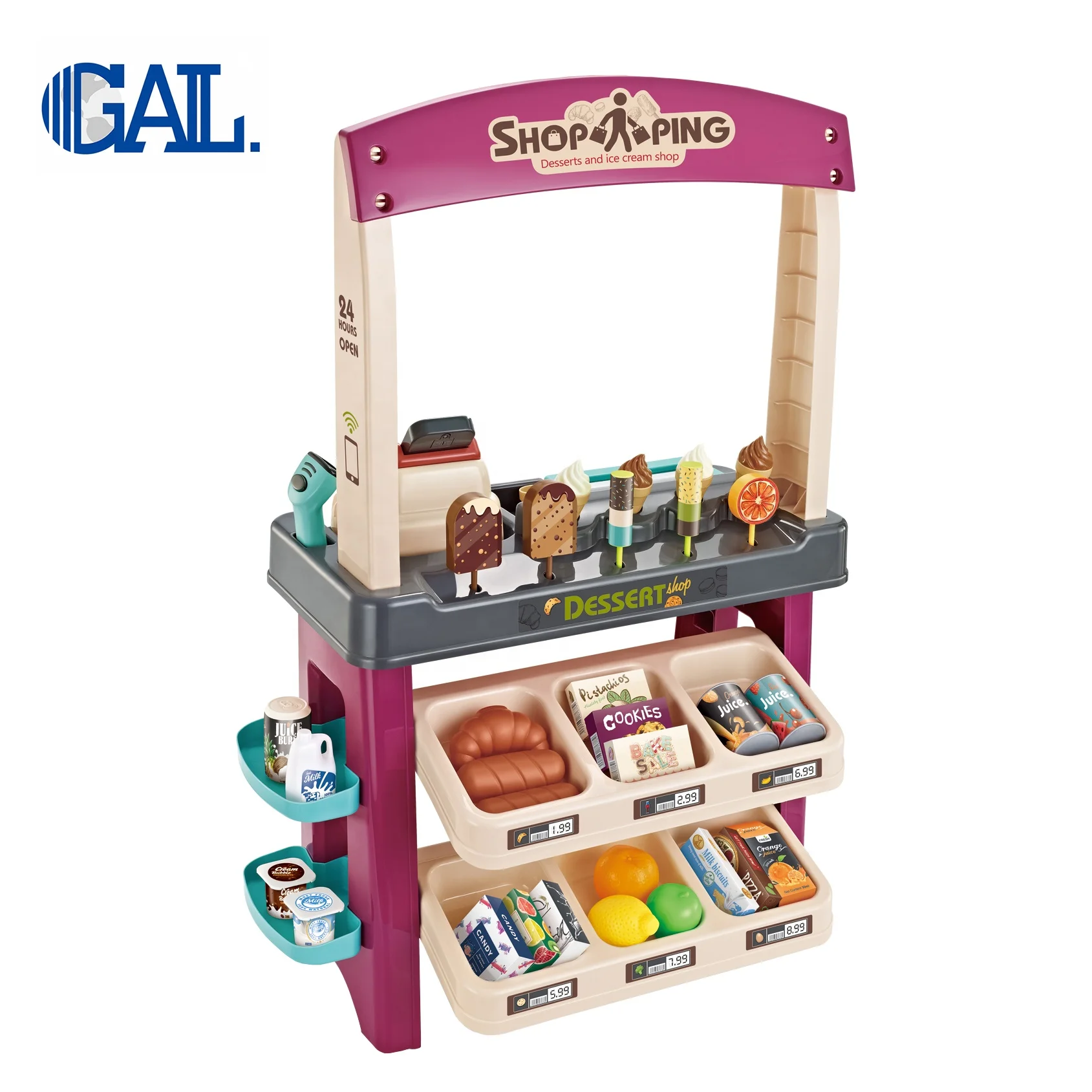 
kids pretend play toys set supermarket electric cash register toy with shopping cart 