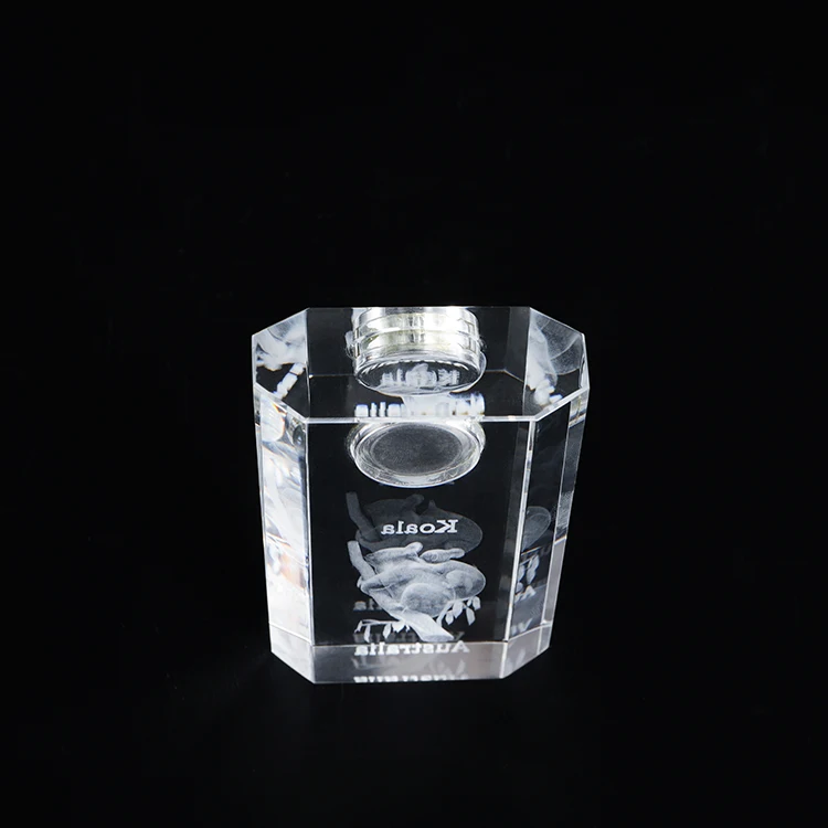 Elegant Office Gifts Service 3d Etched Desktop Crystal Glass Clock