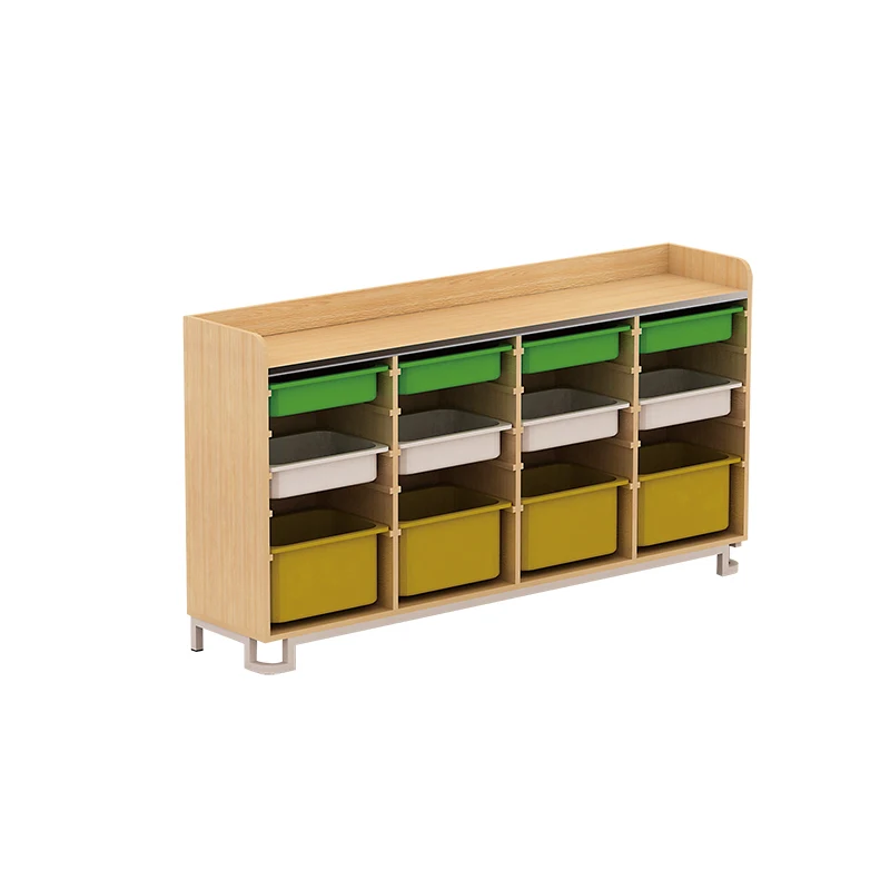 School Child Wooden Environmental Kids book shelf toy storage cabinet