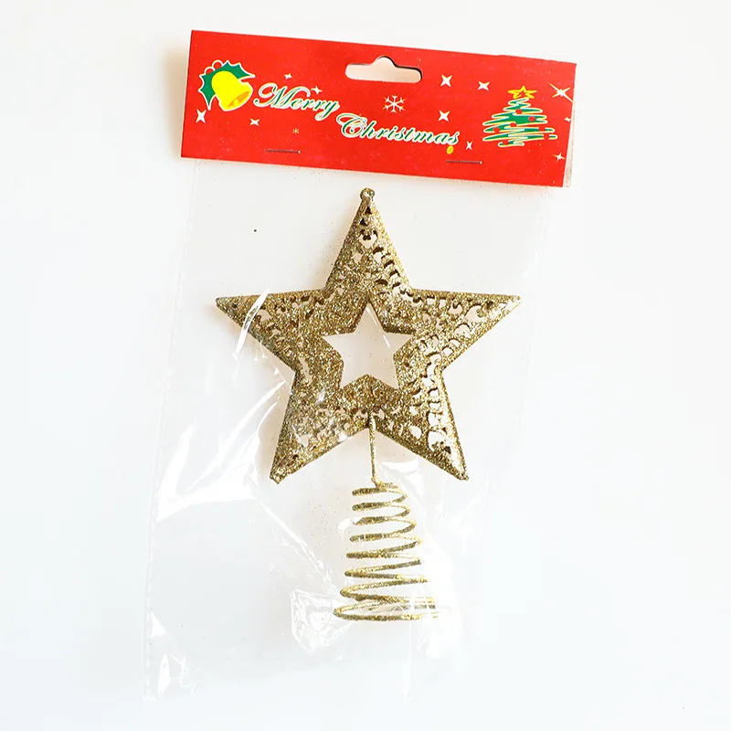 Christmas Decoration Glitter Gold Five-Pointed Star Pendant Ornament Christmas Tree Accessories Decor Christmas Tree Top Star