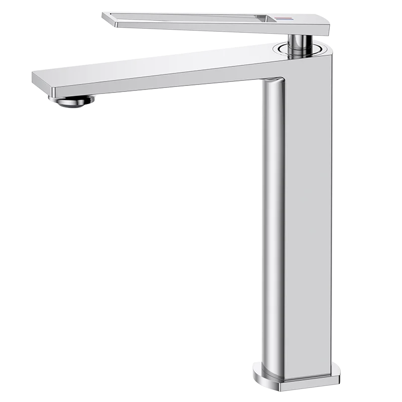 Silver bathroom sink tap deck mounted brass casting single handle cold and hot water basin faucet
