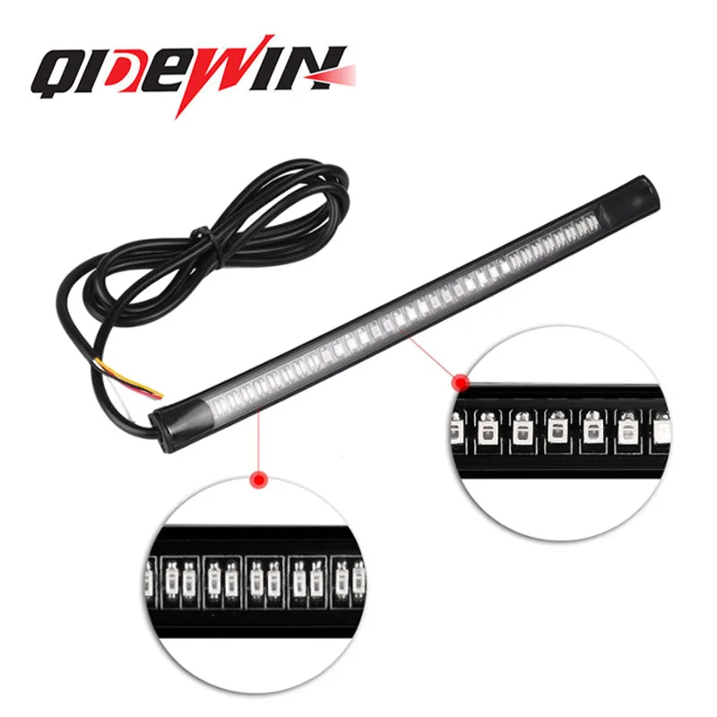 Motorcycle Light Strip Dual Color Waterproof DC 12V Flexible Stop Running Light Turn Signal Brake Tail Strip for Car ATV Niva