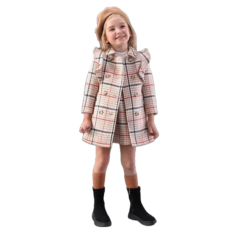 Плотная верхняя одежда для девочек клетчатое платье с длинным рукавом Детская школьная форма на осень/зиму детская