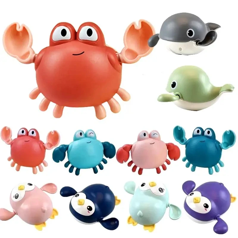 Baby Bathtub Whales duck cartoon animal crab Floating Bath Toys Kids Cartoon Bathroom Swimming Clockwork baby children Bath Toys