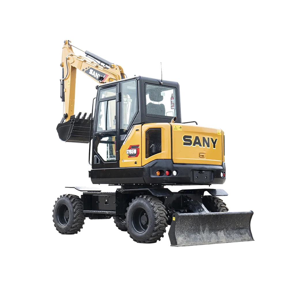 China Wheel Excavator Sany 65W 155W Digger Machine Compactor Rubber Four Wheels 6ton Excavator