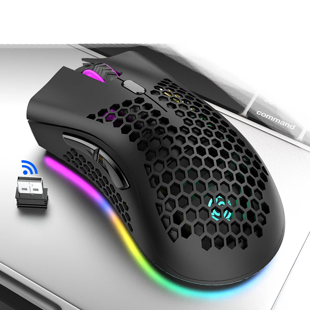 Optical RGB gaming Mouse  USB Rechargeable Hollow mice gamer Honeycomb 2.4GHz Wireless Mouse