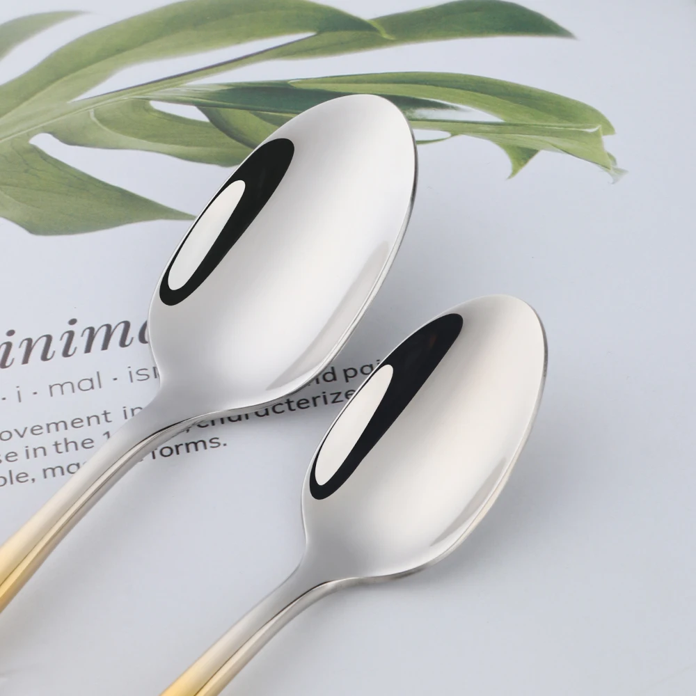 5Pieces Silverware Flatware Cutlery Set in 5 Size Durable Stainless Steel Tableware Spoon Knives Forks with Plastic Handle