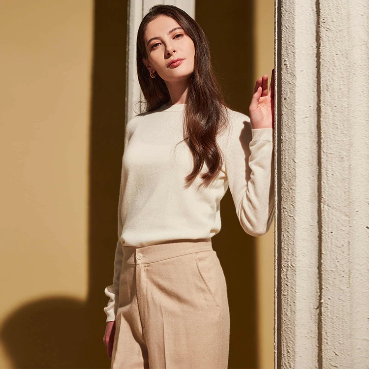 Женский вязаный пуловер Повседневный шерстяной кашемировый свитер с круглым вырезом большие размеры Осень-зима